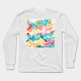 Alcohol Ink swirl - Turquoise &amp; pink Long Sleeve T-Shirt